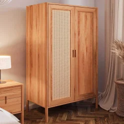 Hot Wohnen 108x175x60 Kleiderschrank mit Wiener Geflecht Tür - Indrya