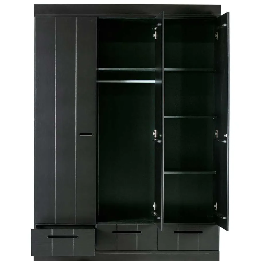 Discount Wohnen 140x195x53 Kleiderschrank 3-türig & 3 Schubladen - Vindrus