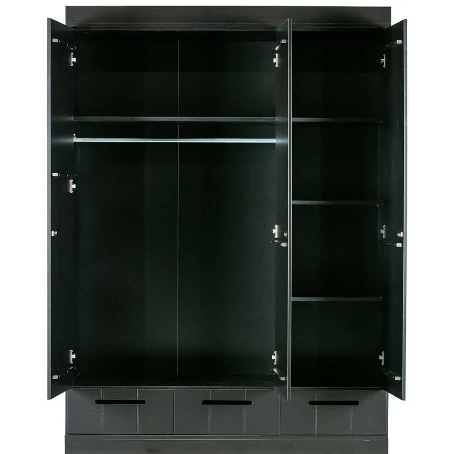 Discount Wohnen 140x195x53 Kleiderschrank 3-türig & 3 Schubladen - Vindrus