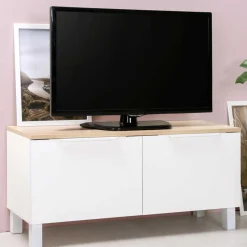 Online Wohnen 93x44x35 Kleiner TV Unterschrank in Weiß - Astrid