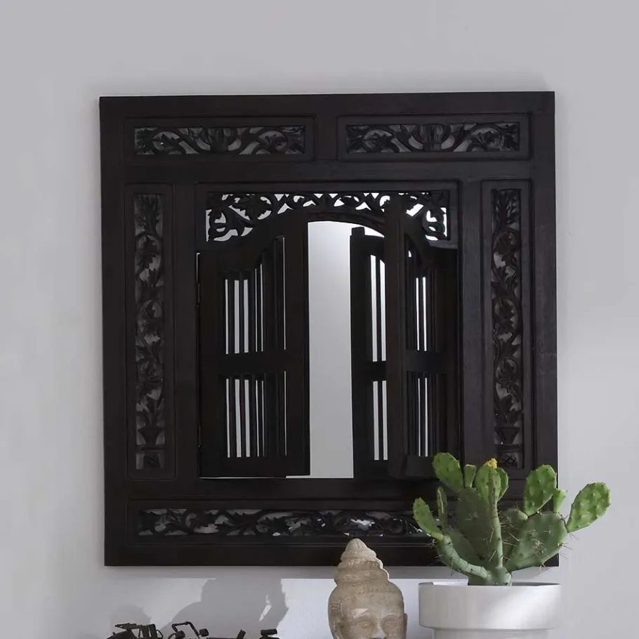 Outlet Wohnen 80x90x5 Kolonialstil Spiegel mit zwei Türen - Islando