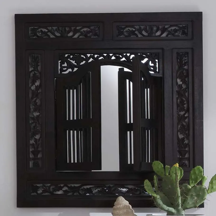 Outlet Wohnen 80x90x5 Kolonialstil Spiegel mit zwei Türen - Islando