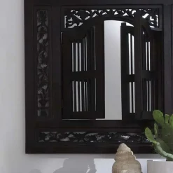 Outlet Wohnen 80x90x5 Kolonialstil Spiegel mit zwei Türen - Islando