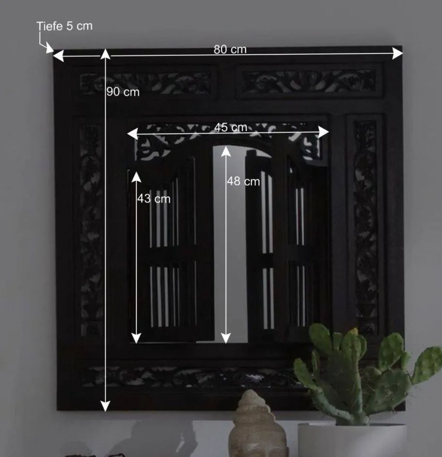 Outlet Wohnen 80x90x5 Kolonialstil Spiegel mit zwei Türen - Islando