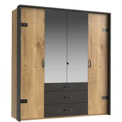 New Wohnen 200x216x58 Kombi-Kleiderschrank mit Spiegeln - Bram