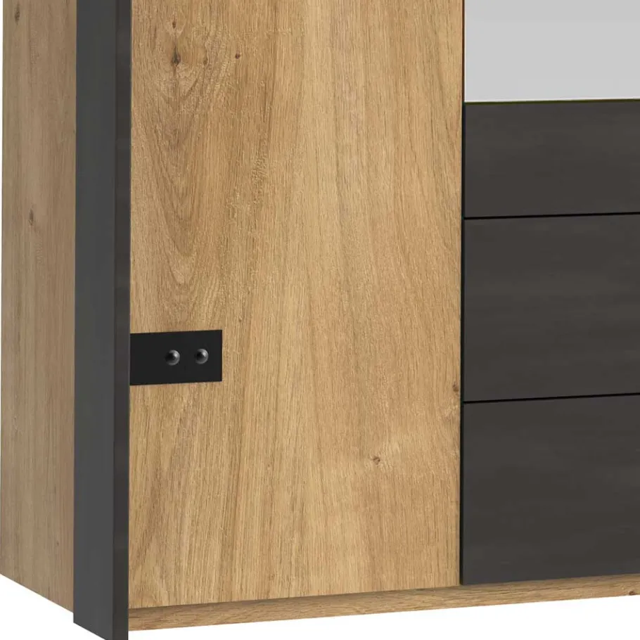 New Wohnen 200x216x58 Kombi-Kleiderschrank mit Spiegeln - Bram