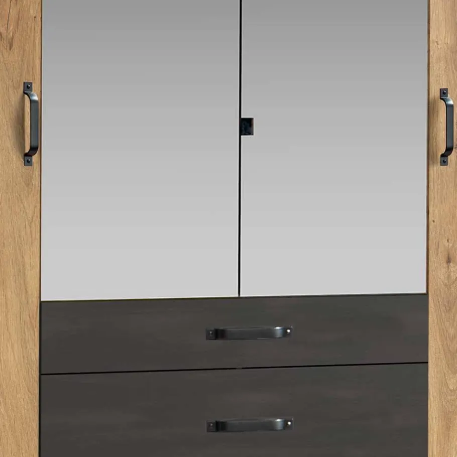 New Wohnen 200x216x58 Kombi-Kleiderschrank mit Spiegeln - Bram