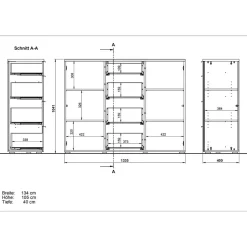 New Wohnen 135x105x40 Kombikommode in Weiß & Eiche - Reestyl