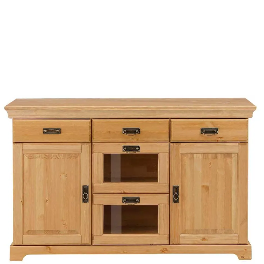Hot Wohnen 145x84x40 Kommode aus Holz mit Glas - Arendu