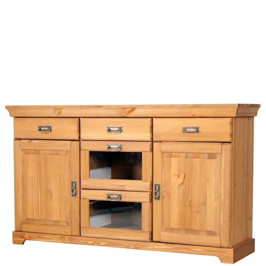 Hot Wohnen 145x84x40 Kommode aus Holz mit Glas - Arendu