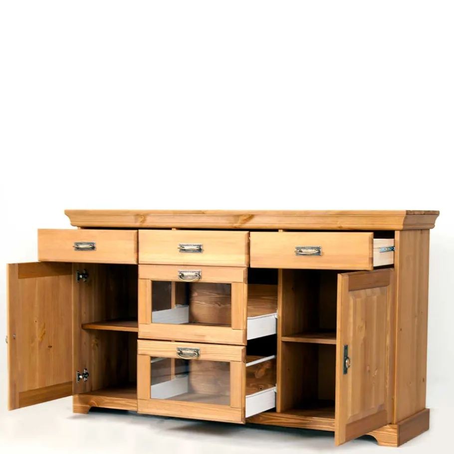 Hot Wohnen 145x84x40 Kommode aus Holz mit Glas - Arendu