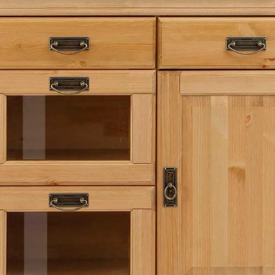 Hot Wohnen 145x84x40 Kommode aus Holz mit Glas - Arendu