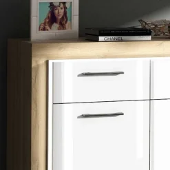 Outlet Wohnen 120x87x43 Kommode in glänzendem Weiß - Anieva