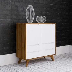 Sale Wohnen 90x92x40 Kommode in Weiß & Wildeiche - Diesta