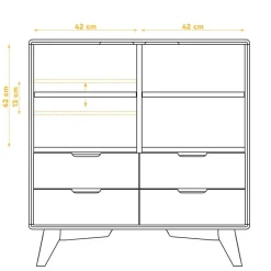 Sale Wohnen 90x92x40 Kommode in Weiß & Wildeiche - Diesta