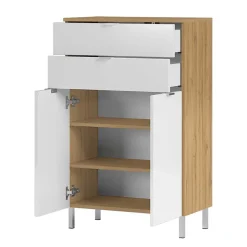 Hot Wohnen 60x97x34 Kommode in Weiß Hochglanz - Narilos