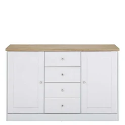 Discount Wohnen 120x80x35 Kommode in Weiß mit Sonoma Eiche - Nudion I