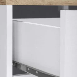 Discount Wohnen 120x80x35 Kommode in Weiß mit Sonoma Eiche - Nudion I