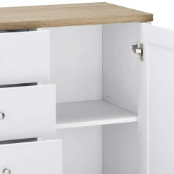 Discount Wohnen 120x80x35 Kommode in Weiß mit Sonoma Eiche - Nudion I