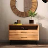 Outlet Wohnen 97x65x45 Kommode mit Fach & 2 Schubladen - Kerfa