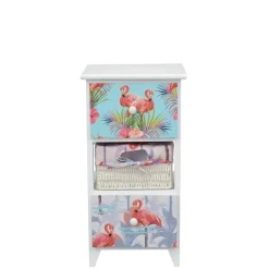 Wohnen 30x58x30 Kommode mit Flamingo Stoff - Gracelino