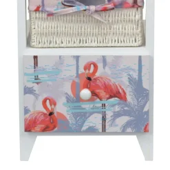 Wohnen 30x58x30 Kommode mit Flamingo Stoff - Gracelino