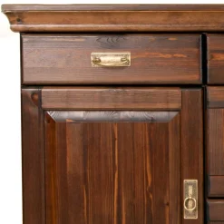 Discount Wohnen 145x84x40 Kommode mit Glas im Kolonialstil - Jurcavs