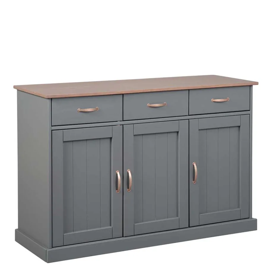Online Wohnen 131x86x45 Landhaus Anrichte in Grau & Braun - Nepplan