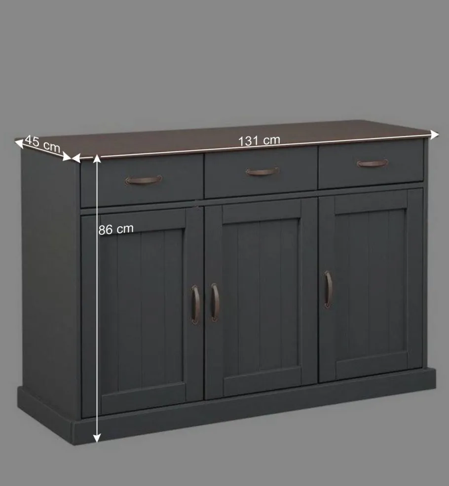 Online Wohnen 131x86x45 Landhaus Anrichte in Grau & Braun - Nepplan