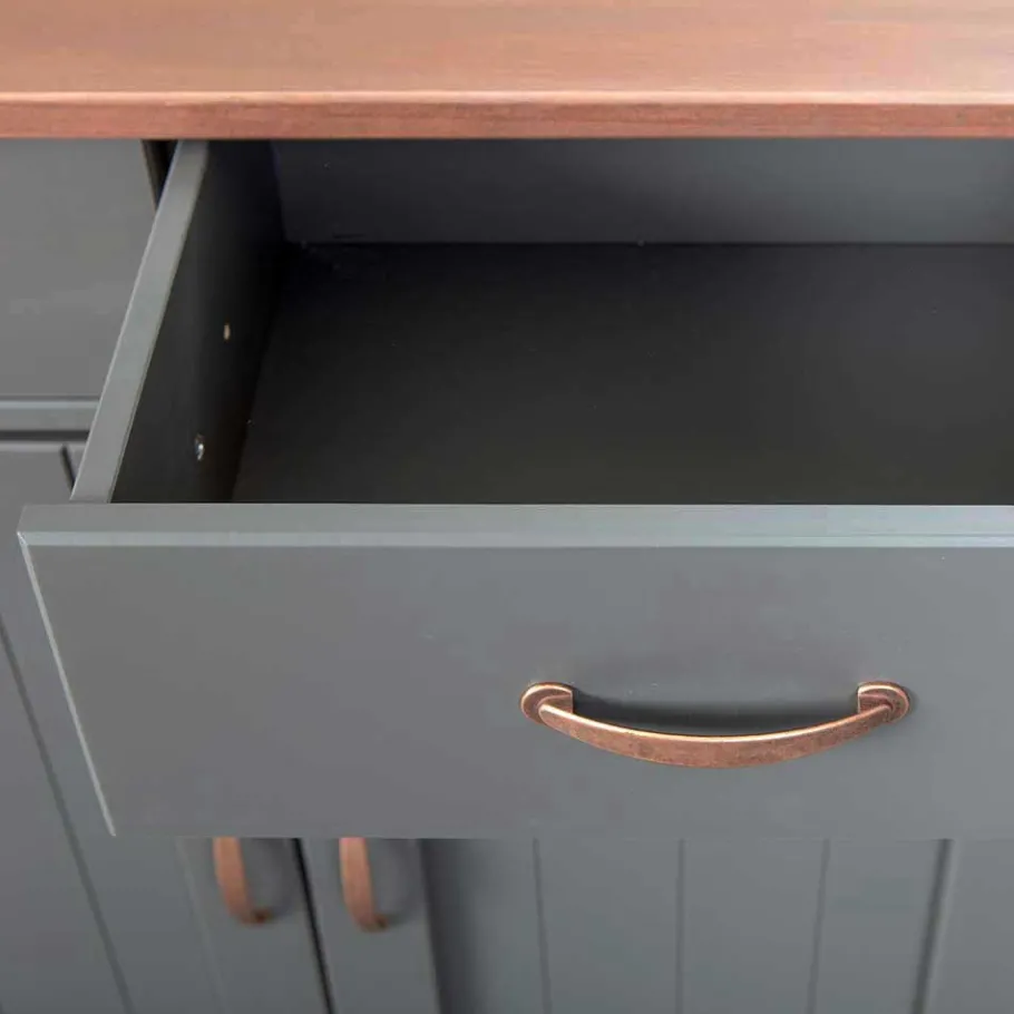 Online Wohnen 131x86x45 Landhaus Anrichte in Grau & Braun - Nepplan