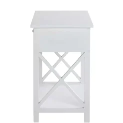 New Wohnen 46x60x35 Landhaus Beistelltisch mit Schublade - Liv