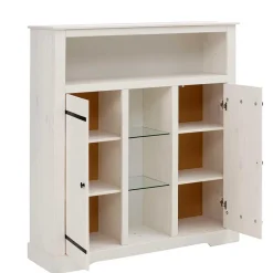 Hot Wohnen 120x130x35 Landhaus Highboard in Weiß - Manduza