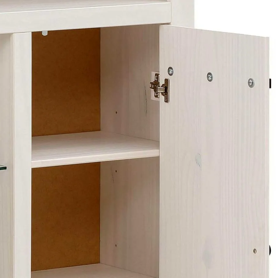 Hot Wohnen 120x130x35 Landhaus Highboard in Weiß - Manduza
