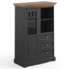 Wohnen 90x130x45 Landhaus Highboard in Grau & Eiche - Witenga
