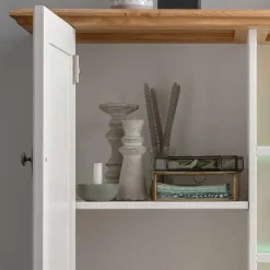Online Wohnen 113x134x45 Landhaus Highboard mit Glas-Einsatz - Henry