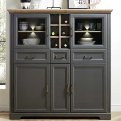 Clearance Wohnen 143x150x42 Landhaus Highboard mit Flaschen Regal - Thumbs