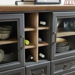 Clearance Wohnen 143x150x42 Landhaus Highboard mit Flaschen Regal - Thumbs