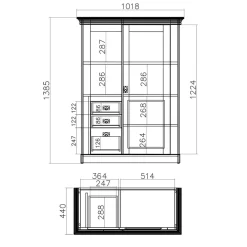 Best Wohnen 102x139x44 Landhaus Highboard zweifarbig - Diatara I