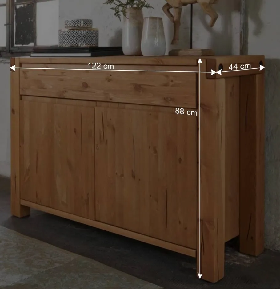 New Wohnen 122x88x44 Landhaus Holzkommode aus Kiefer - Delamaro