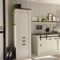 Best Wohnen 62x201x64 Landhaus Küchenschrank in Weiß - Eture