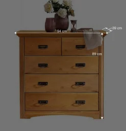 Discount Wohnen 94x89x39 Landhaus Kommode in Kiefer Natur - Vocoja