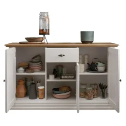 Clearance Wohnen 157x91x45 Landhaus Kommode in Weiß & Eiche - Henry