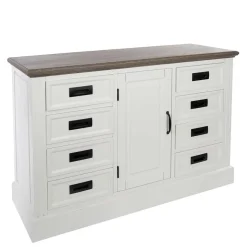 Outlet Wohnen 114x77x41 Landhaus Kommode mit acht Schubladen - Bleaks