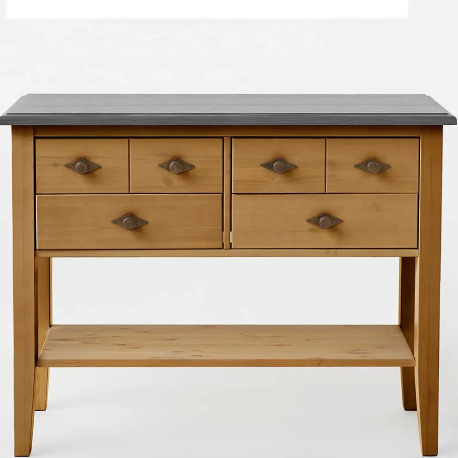 Outlet Wohnen 102x79x35 Landhaus Kommode Tisch mit vier Schubladen - Eshelas