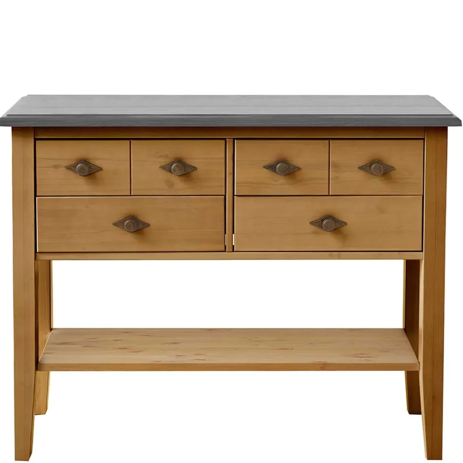 Outlet Wohnen 102x79x35 Landhaus Kommode Tisch mit vier Schubladen - Eshelas