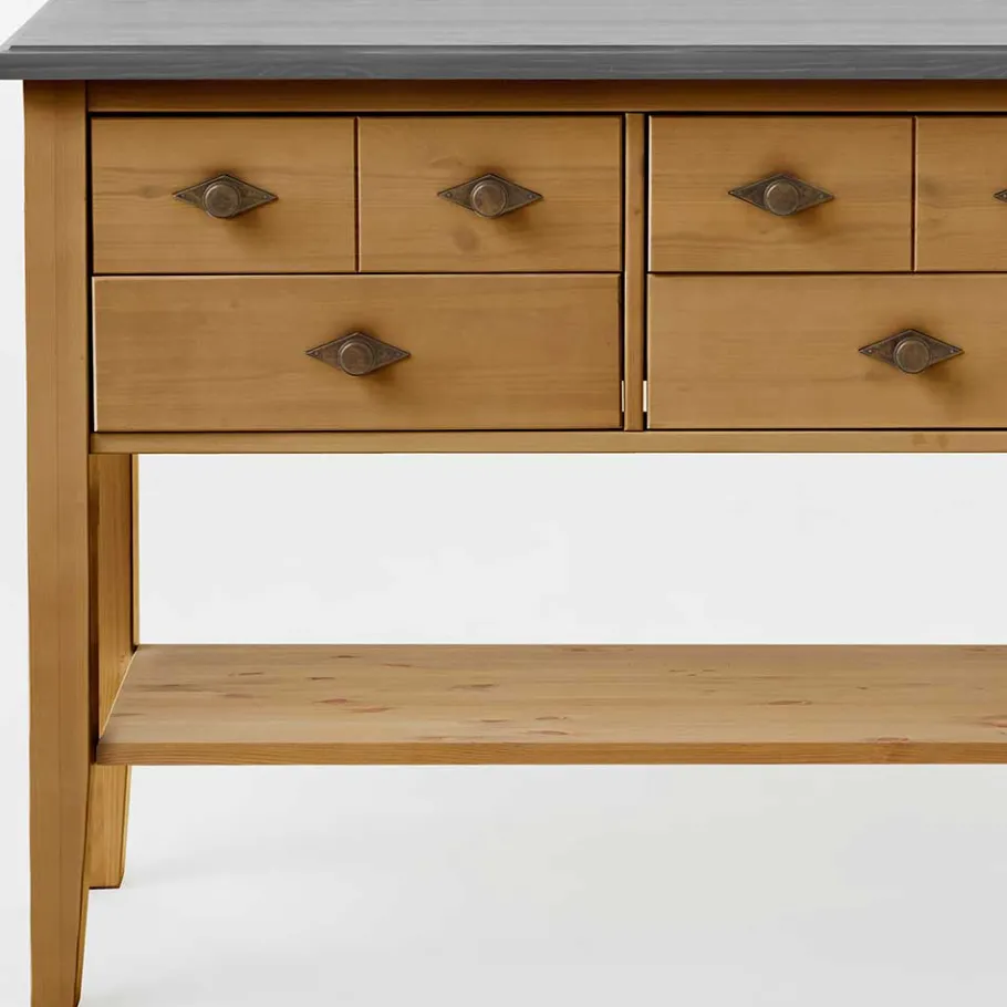 Outlet Wohnen 102x79x35 Landhaus Kommode Tisch mit vier Schubladen - Eshelas