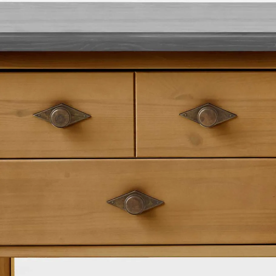 Outlet Wohnen 102x79x35 Landhaus Kommode Tisch mit vier Schubladen - Eshelas