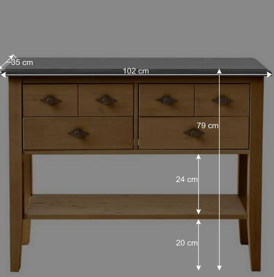 Outlet Wohnen 102x79x35 Landhaus Kommode Tisch mit vier Schubladen - Eshelas