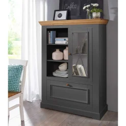 Wohnen 108x152x42 Landhaus Schrank in Grau - Ustricia
