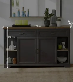 Discount Wohnen 171x102x48 Landhaus Sideboard in Grau - Thumbs